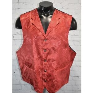 Elegant Red Brocade Men's Vest